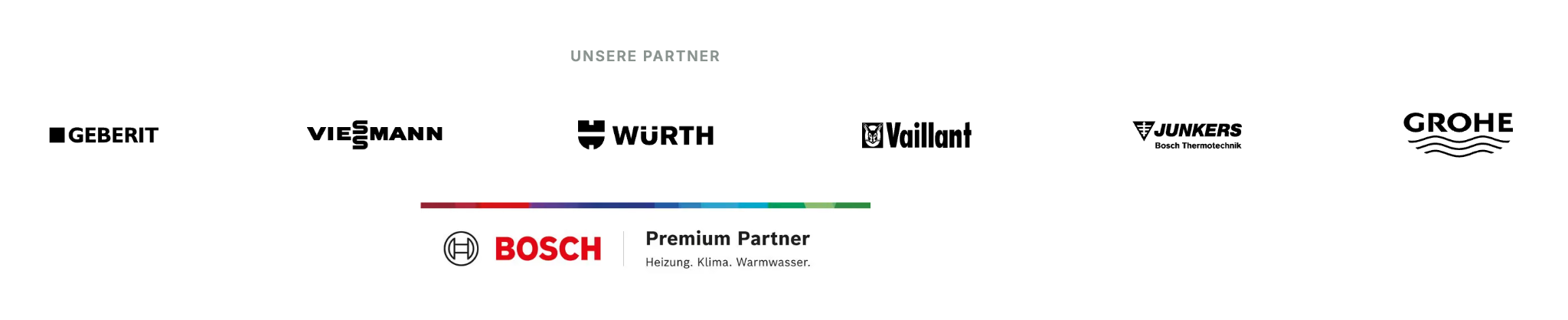 Partner von Nicolaus Haustechnik: Geberit, Viessmann, Würth, Vaillant, Junkers, Grohe und Bosch Premium Partner